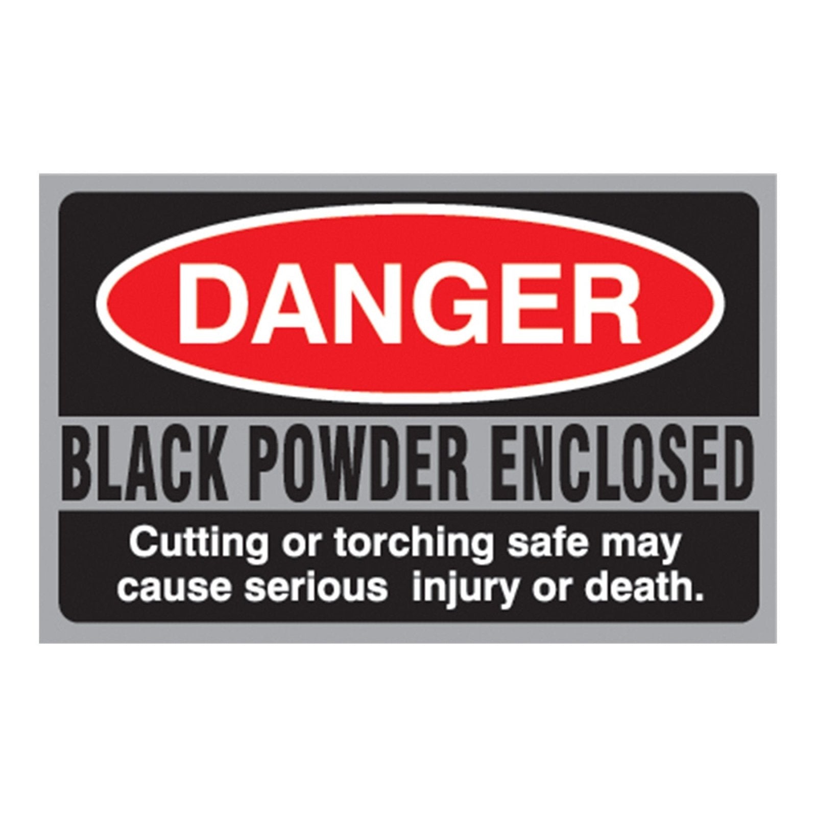 Black Powder Danger Sticker - NW Safe of Bozeman of Bozeman